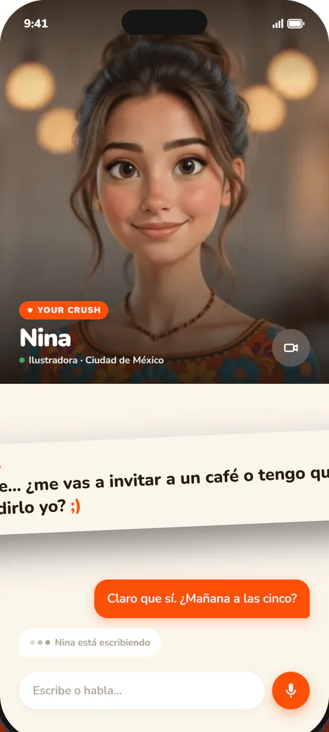Nina’s profile and chat, where she asks if you’re going to invite her for a coffee